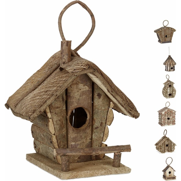 Relaxdays decoratie vogelhuis - vogelhuisje - nestkast - hout - mini vogelhuis - hangend - B