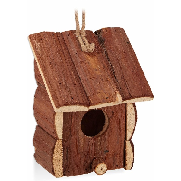 Relaxdays decoratie vogelhuisje - hout - vogelhuis- nestkast - houten huisje - hangend