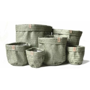 Plantenzak - Sizo Knitted Paper Bag Olive Ø 30 Cm