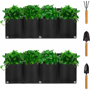 Plantenzak - Verticale tuin - Verticaal tuinieren - Verticale tuinen - Plantenzakken - Plantenzak binnen - Plantenhanger - Ophangbaar - Set van 2 stuks - Inclusief tuingereedschap - Vilt - Zwart