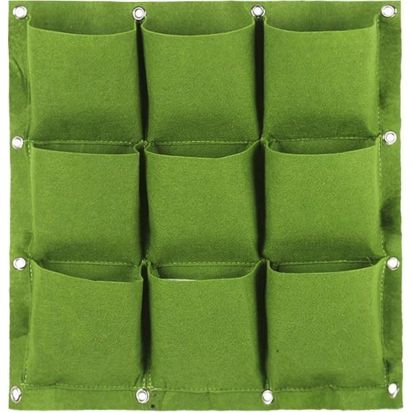 Simplifii - Verticale tuin 9 vakken - Ophangbare plantenzak 9 zakjes - Voor moestuin of bloemen en planten - 9 vakjes - 50 x 50 cm - Groene muur