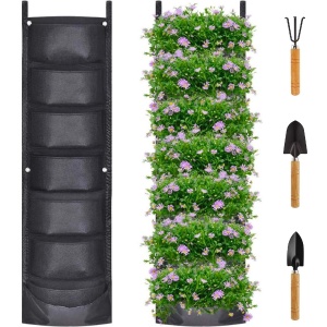 Plantenzak - Verticale tuin - Verticaal tuinieren - Verticale tuinen - Plantenzakken - Plantenzak binnen - Plantenhanger - Ophangbaar - 6 zakken - Inclusief tuingereedschap - Vilt - Zwart