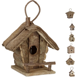 Relaxdays decoratie vogelhuis - hangend - 28,5 x 20,5 x 17,5 cm - hout