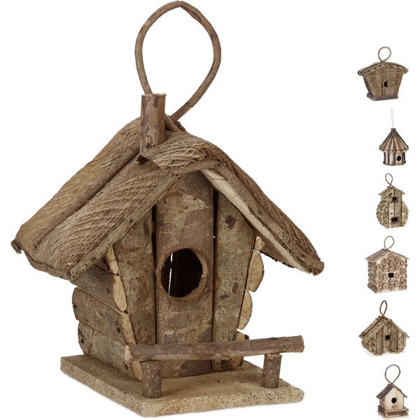 Relaxdays decoratie vogelhuis - hangend - 28,5 x 20,5 x 17,5 cm - hout