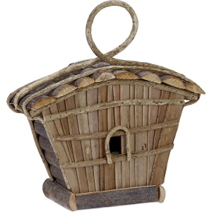 Relaxdays decoratie vogelhuis - hangend - 29 x 27 x 11 cm - hout