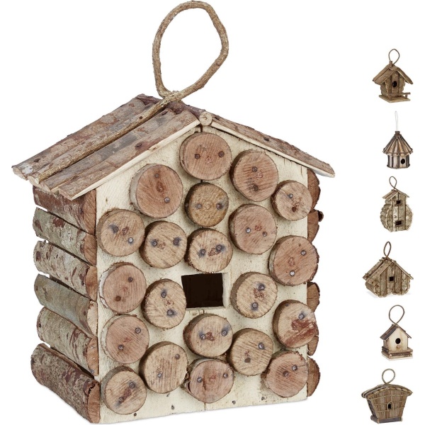 Relaxdays decoratie vogelhuis - hangend - 34 x 23,5 x 16 cm - hout