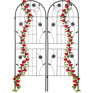 Relaxdays plantenklimrek set van 2 - 150 x 50 cm - klimplanten - metaal - zwart