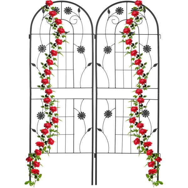 Relaxdays plantenklimrek set van 2 - 150 x 50 cm - klimplanten - metaal - zwart