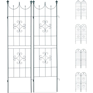 Relaxdays plantenklimrek set van 2 - metaal - 180 x 50 cm - donkergroen