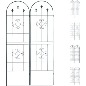 Relaxdays plantenklimrek set van 2 - metaal - 180 x 50 cm - donkergroen