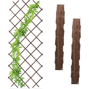 Relaxdays plantenklimrek uitschuifbaar - set van 3 - 180 x 90 cm - hout - trellis - bruin